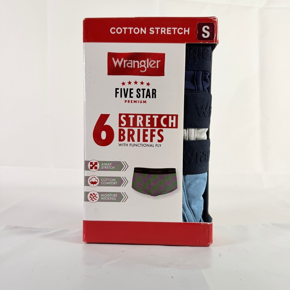 Wrangler Five Star Premium Men's Cotton Stretch Briefs 6-Pack Size S New